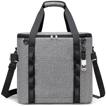 TuErcao Soft Cooler Bag, 9"x9"x9" 20 Cans Leakproof Insulated Small Ice Chest for Travel Beach Camping Picnic, Lightweight Portable Collapsible Cooler Box with Shoulder Strap for Car, Light Grey