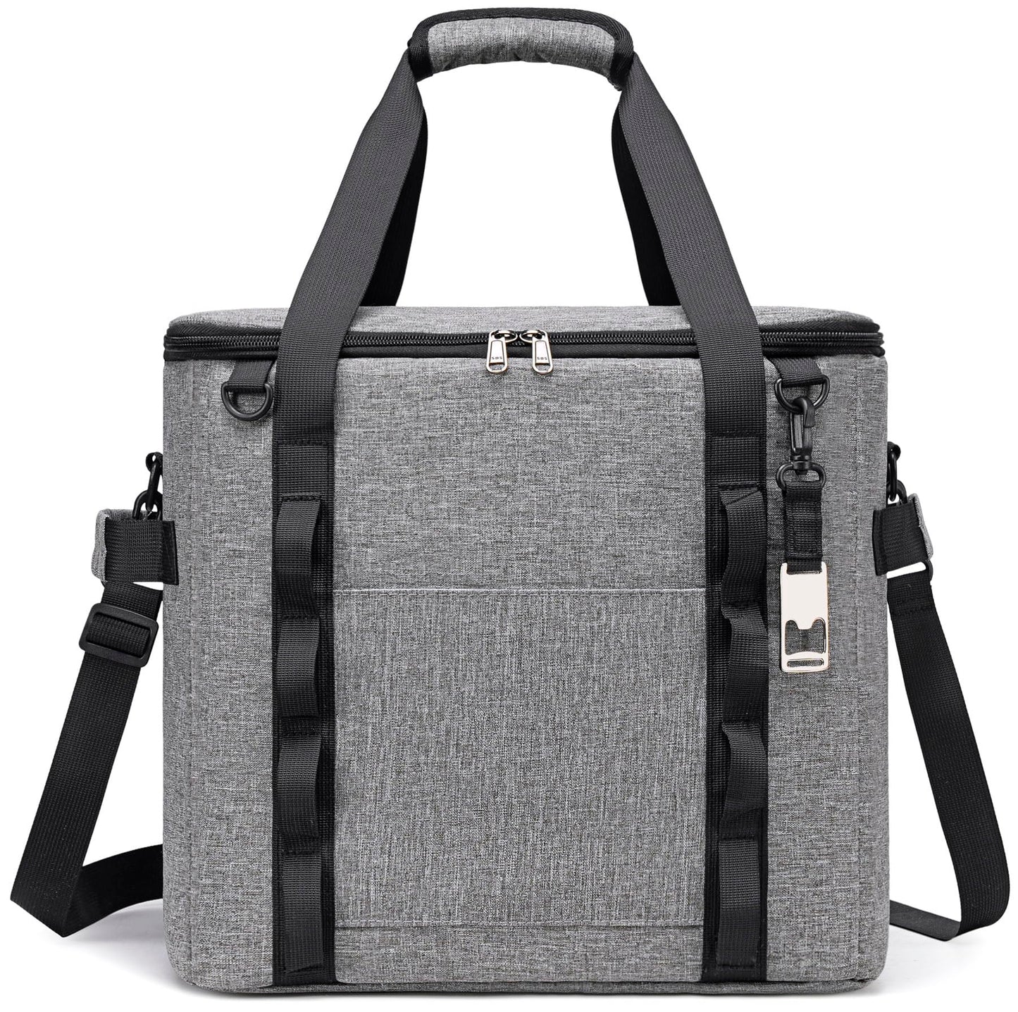 Insulated Soft Cooler Bag 12"x12"x12" Large Leakproof Soft Sided Ice Chest for Travel Beach Camping, 50 Cans Portable Cooler Box for Grocery Shopping, Road Trips, Light Grey