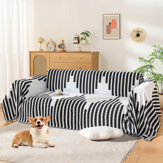 COHOLYTY Boho Couch Cover, Sofa Cover, Sofa Covers for 2 Cushion Couch, Washable Sectional Couch Covers for Dogs Pet Furniture Protector Couch Cover Blanket for Living Room (2# White, 71" x 118")