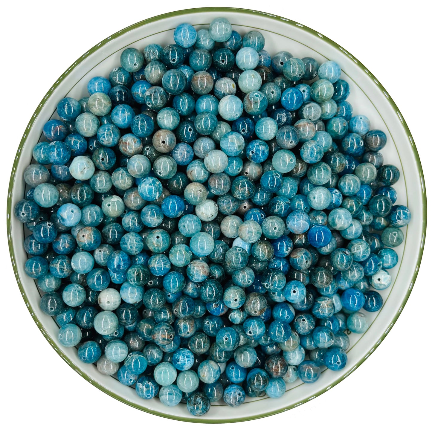 WHNKFB 6mm 100PCS Natural Blue Apatite Round Beads, Rare Phosphate Loose Gemstone Beads for Jewelry Making Craft - 4mm 6mm 8mm 10mm Options with Free Elastic Cord
