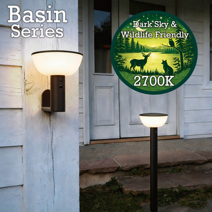 VerLuce Basin Series - 24.5" Solar Pathway Lights - Walkway Lights for Outside - PIR Sensor & Three Lighting Modes - Rechargeable Battery Lasts Up to 35 Hours - 2700K - Dark Sky Friendly - 4 Pack