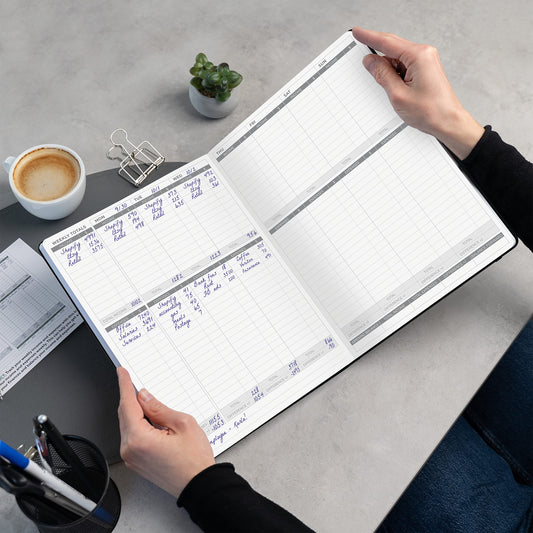 Clever Fox Income & Expense Tracker Large – Accounting & Bookkeeping Ledger Book for Small Business – 2-Year Record Notebook, A4 (Black)