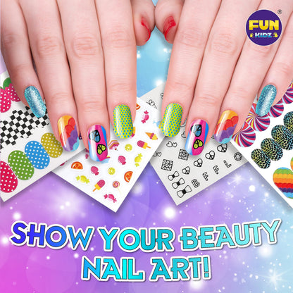Kids Nail Kit for Girls Ages 7-12, FunKidz Ultimate 315Pcs Nail Polish Pens Combo Pack Size 17.91Wx12.4L Glitter Temporary Nail Supplies for Teens SPA Makeup Kit