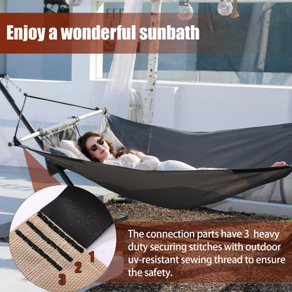 TegerDeger Anti-flip 12FT Hammock Large Hammock 450LB Capacity with Iron Spreader Bar & Nylon Rope for Outside, Patio, Garden, Backyard, Beach - Gray