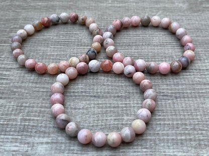 GAF TREASURES Pink Opal Crystal Bead Bracelet 8mm, Genuine Pink Opal Stretch Gemstone Bracelet, Healing Crystal Bracelet, Gift for Men & Women (1)