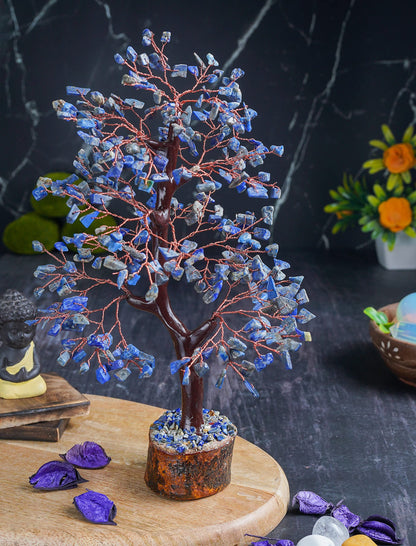 Crocon® Lapis Lazuli Chakra Crystal Tree of Life Gifts for Men Him & Family Handmade Gemstone Feng Shui Crystal Decoration Spiritual Gifts, Money Tree, Bithday Gift for Women Healing Crystals