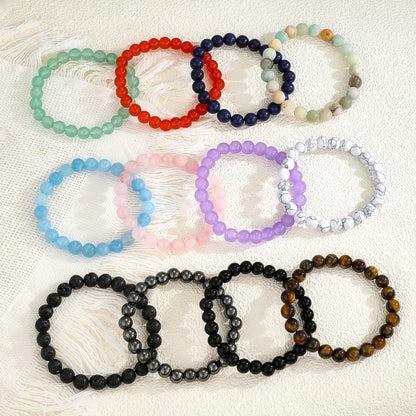 EIELO 12Pcs Crystal Stone Bracelets for Women Men Semi-Precious Gemstone 8MM Beaded Bracelets Natural Crystal Energy Stone Stretch Bracelet Set Jewelry Gift