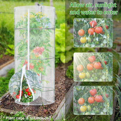 3 Pack Garden Netting for Round Plant Cage, 55" x 15" Tomato Cage Bird Netting Mesh Plant Cover with Zipper, Tomato Trellis Pest Barrier Garden Protection Net Cover for Climbing Plants Vegetables