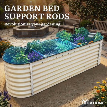 YITAHOME 8x2x2ft Raised Garden Bed Kit, 24" Tall 9 in 1 Large Galvanized Metal Planter Box with Gloves, Safety Rubber & Support Rod, Outdoor Flower Bed for Plants Vegetables Flowers, White