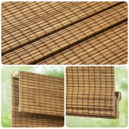 LazBlinds Cordless Bamboo Roman Shades, Privacy Blinds for Interior Windows, Room Darkening Roll Up Bamboo Blinds for Home & Patio, 26.5" W x 48" H, Highfield Teak