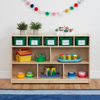 ECR4Kids Scoop Front Storage Bin, Multipurpose Organization, Green, 5-Piece