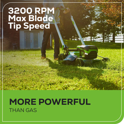 Greenworks 60V 21" Brushless (Push) Cordless Lawn Mower, 5.0Ah Battery (1/2 Acre, Rapid Charger, 4-in-1, LED Lights, IPX4)