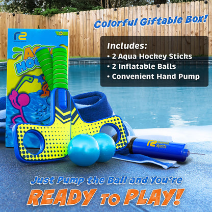 Aqua Hockey Sticks Pool Games - Pool Toys for Kids & Hockey Gifts for Boys - Water Toys Knee Sticks Set Beach Games - Pool Gifts for Boys & Girls - Swimming Toy for Kids Ages 4-8 & 8-12 Year Old