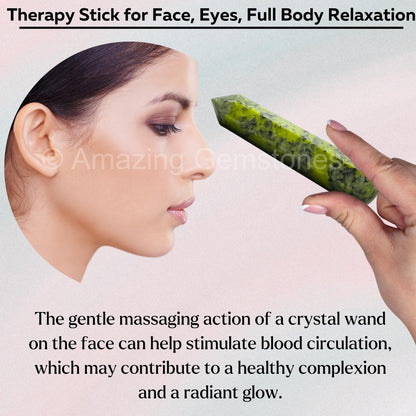 Amazing Gemstone Green Jade Crystal Wand Massage Stick - Pelvic Wand Gua Sha for Adults - Crystals and Healing Stones Massage Wands for Adults Gifts (Pointed)