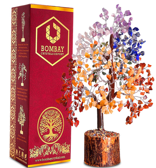 7 Chakra Crystal Tree of Life – Handmade Healing Gemstone Bonsai for Positive Energy, Prosperity & Home Décor – Good Luck Gift for Women, Mom, Office & Living Room Accent