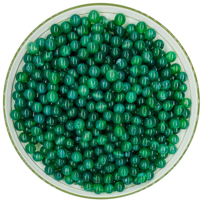 WHNKFB 6mm 100PCS Natural Green Agate Round Beads, Banded Loose Stone Beads for Jewelry Making Craft - 4mm 6mm 8mm 10mm Options with Free Elastic Cord