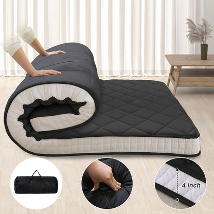 LILYPELLE Portable Japanese Floor Mattress Futon, Extra Thick 4" Foldable Tatami Mat, Sleeping Mattress for Adults, Guest Camping Roll Up Mattress
