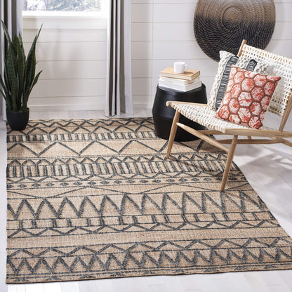 SAFAVIEH Kilim Collection Accent Rug - 3' x 5', Natural & Charcoal, Handmade Flat Weave Jute, Ideal for High Traffic Areas in Entryway, Living Room, Bedroom (KLM752A)