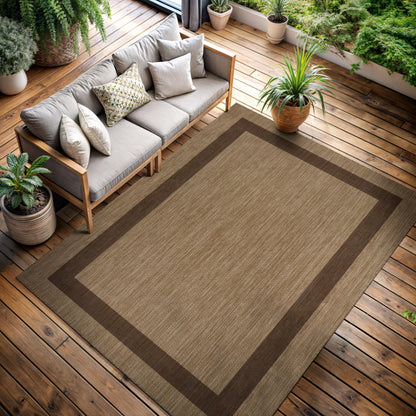 CAMILSON Outdoor Rug 9x12 - Large Modern Outside Rugs for Patios Porches Waterproof Durable Washable Non-Shedding, Easy-to-Clean Indoor Outdoor Area Carpet (9 x 12, Bordered - Jute)