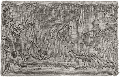Amazon Basics Platinum Bathroom Rug Mat, Ultra Absorbent Plush Shag, Non-Slip, Quick Drying, Machine Washable, 21" x 34"