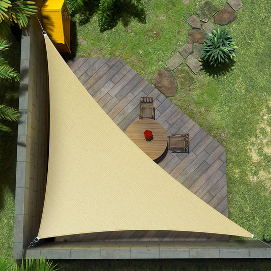 Amgo 16' x 16' x 22.6' Beige Right Triangle Sun Shade Sail UPF50+ Canopy Awning AGSLT, 95% UV Blockage, Water & Air Permeable, 200GSM Heavy Duty Commercial and Residential (We Make Custom Sizes)