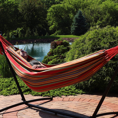 Sunnydaze Double Brazilian Cotton Hammock for Outside - 450-Pound Capacity Outdoor Hammock - Sunset