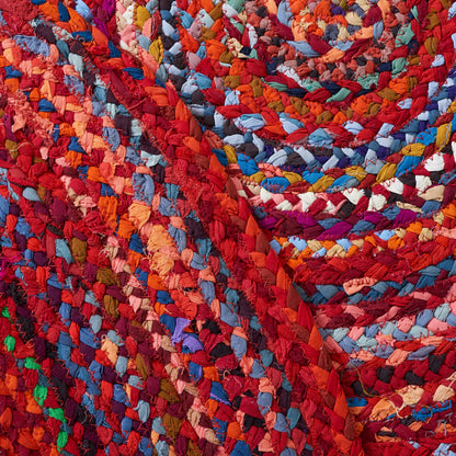 SAFAVIEH Braided Collection 3' Round Rust / Multi BRD452P Handmade Country Cottage Reversible Cotton Area Rug
