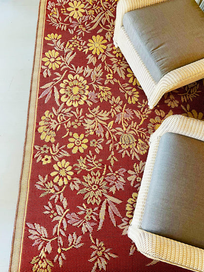 Mad Mats Outdoor Rug, Reversible Plastic Mat for Patio, Porch, Deck, Kitchen & Bath, Wild Flower, 6' x 9', Cranberry