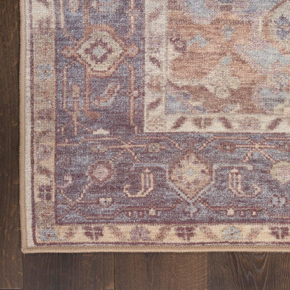 Nourison Home Vintage Washables Ivory Purple 2' x 6' Area Rug - Easy Clean, Non Shedding, Bed Room, Living Room, Dining Room, Kitchen (6' Runner)