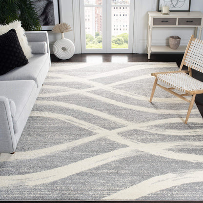 SAFAVIEH Area Rug 8x10 - Adirondack Collection - Large - Grey & Cream, Modern Wave Design, Non-Shedding & Easy to Clean, Ideal for Living Room, Bedroom, Dining Space (ADR125B)