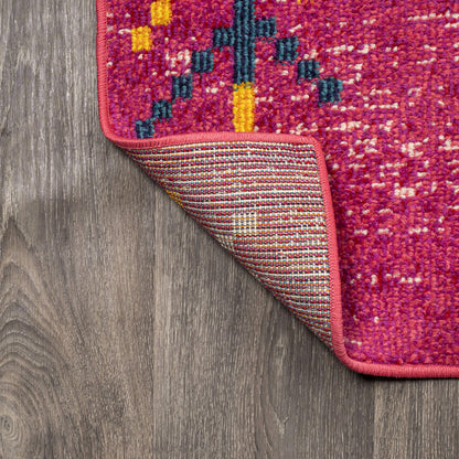 JONATHAN Y Tribal Love Geometric Pink/Multi Indoor Area Rug, 4x6, Bohemian, Casual, Easy-Cleaning for Living Room, Bedroom, Kitchen, Pet Friendly, Non-Shedding (MOH105B-4)