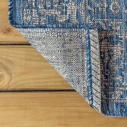 JONATHAN Y Weave Floral Indoor Outdoor Area Rug 8X10 Navy/Gray, Tela Bohemian Textured for Backyard, Patio, Porch, Easy-Cleaning, High Traffic, Pet-Friendly, Non-Shedding (SMB100B-8)