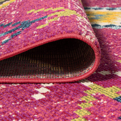 JONATHAN Y Tribal Love Geometric Pink/Multi Indoor Area Rug, 4x6, Bohemian, Casual, Easy-Cleaning for Living Room, Bedroom, Kitchen, Pet Friendly, Non-Shedding (MOH105B-4)