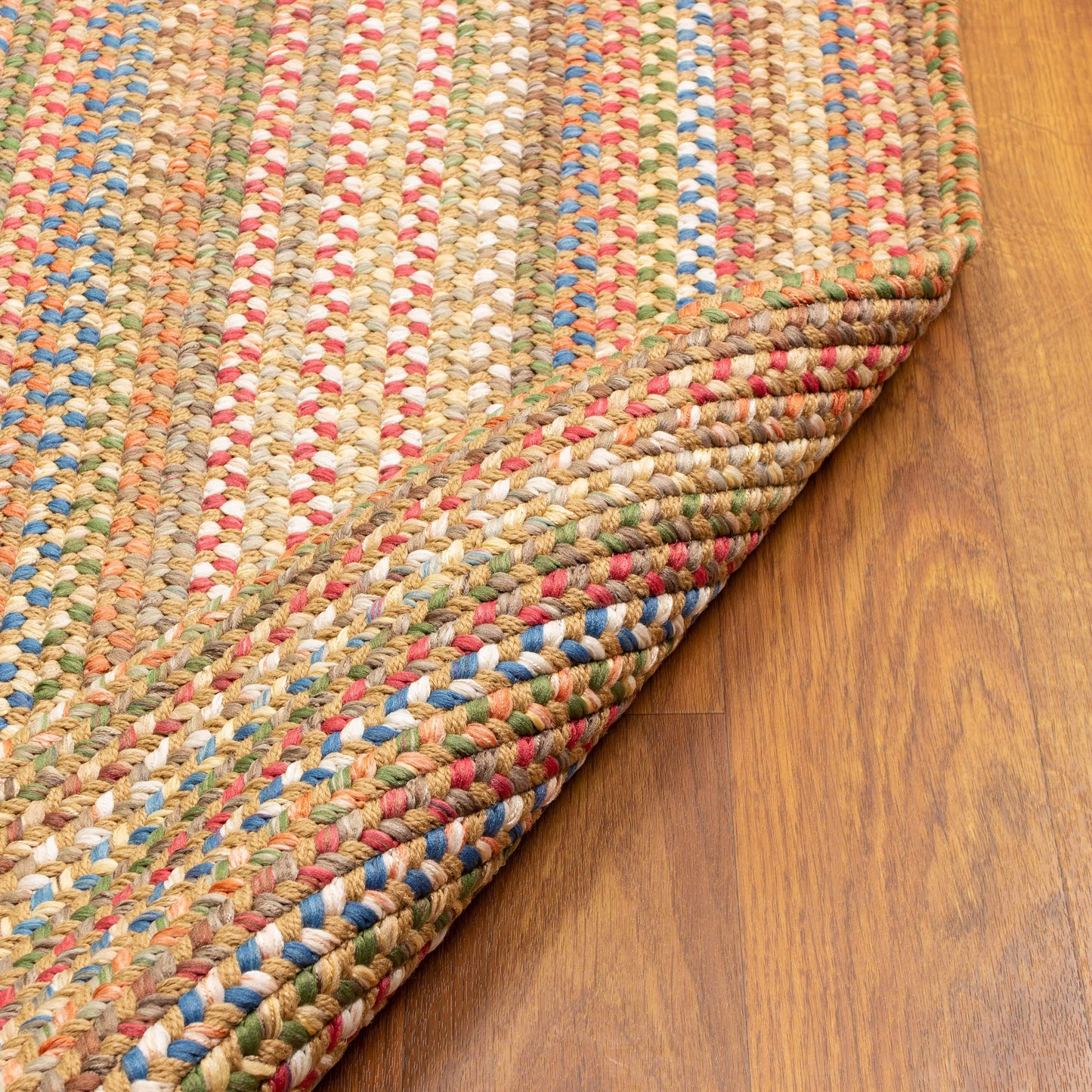 Super Area Rugs Roxbury American Made Braided Rug for Indoor Outdoor Spaces, Straw Beige/Natural Multi, 2' X 3' Oval