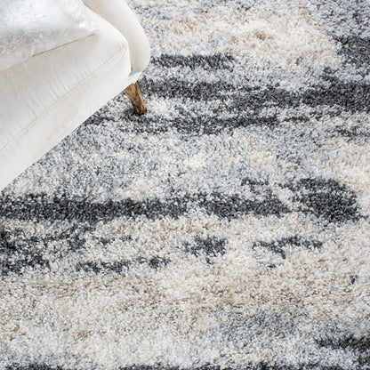 SAFAVIEH Fontana Shag Collection Area Rug - 6'7" x 9', Grey & Ivory, Non-Shedding & Easy to Clean, Plush Thick Pile, Ideal for Living Room, Bedroom, Dining Space (FNT853G)