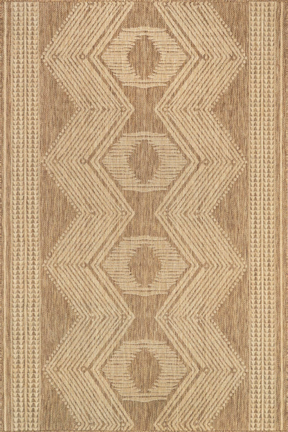 Nuloom Ranya Light Brown/Ivory, 6' 7" x 9', Tribal Geometric, Soft and Cozy, High Traffic, Stain Resistant, Easy Clean, Durable Area Rug for Indoor/Outdoor Patio, Deck, Porch, Garden, Courtyard