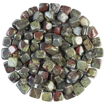 "Crocon 1lb Dragon Bloodstone Tumbled Stones and Crystals Bulk, Polished Stones - Rock Collection - vase Filler tumbles Crystals Healing Reiki - Gemstone Gifts, Good Luck, Fountain tumbles Size 20 mm"