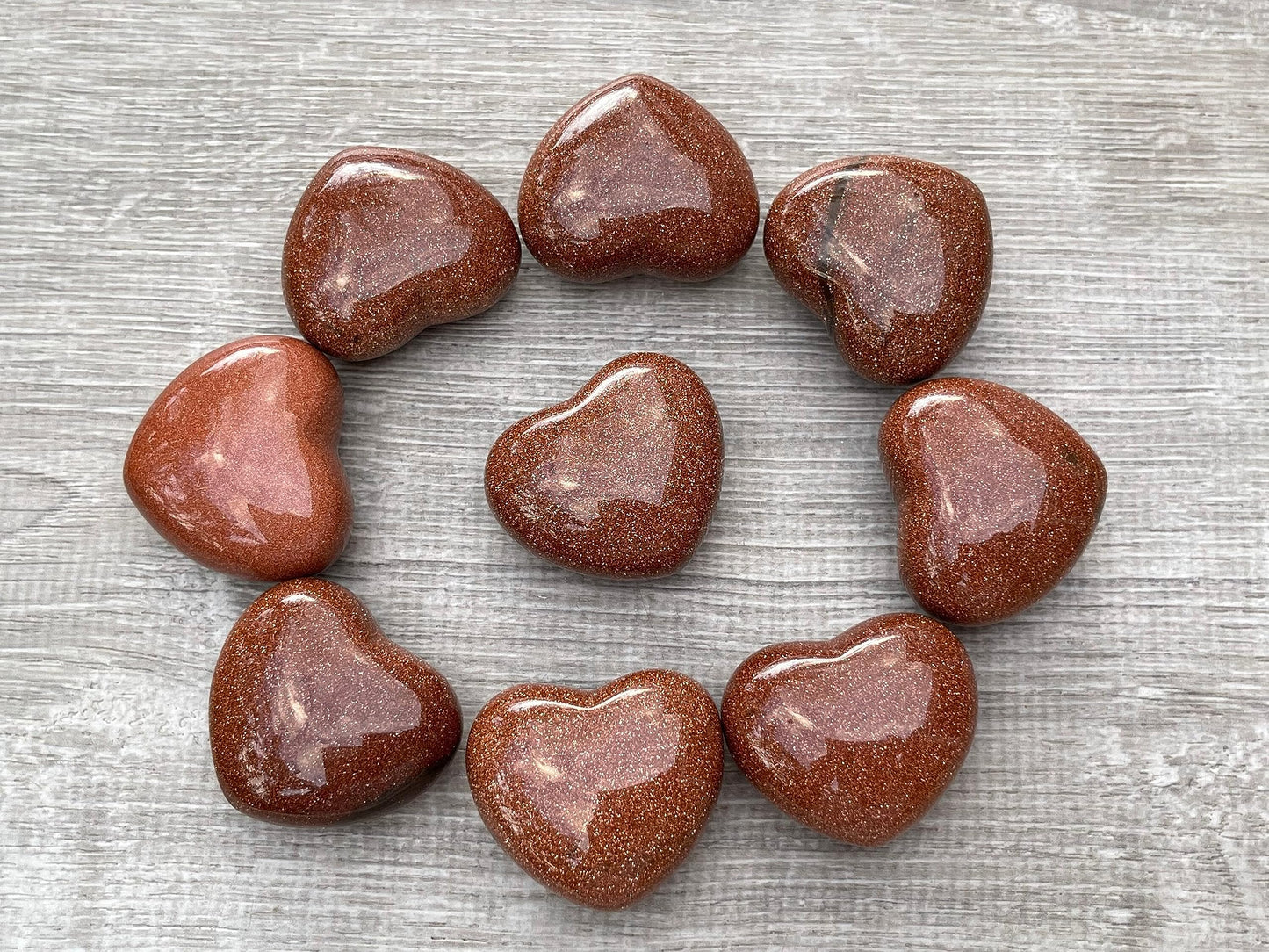 GAF TREASURES Red Goldstone Gemstone Hearts, Polished Red Goldstone Puffy Hearts, Red Goldstone Crystal Palm Stone, Red Goldstone Healing Crystal Hearts (1 Heart)