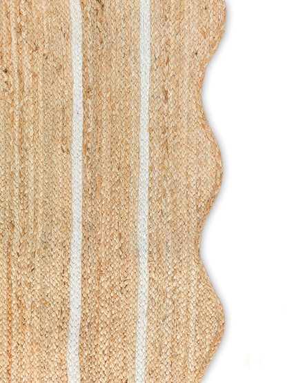 Weaving Village Wave Scalloped Natural Jute Rug - Boho Entryway Runner, Farmhouse Scallop, Off White (2'6"x8')