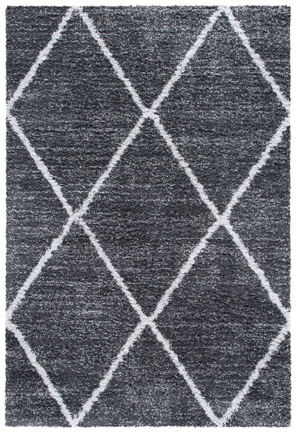 SAFAVIEH August Shag Collection Accent Rug - 4'5" x 6'5", Dark Grey & Ivory, Non-Shedding & Easy Care, 1.25-inch Thick Ideal for High Traffic Areas in Foyer, Living Room, Bedroom (AUG531G)
