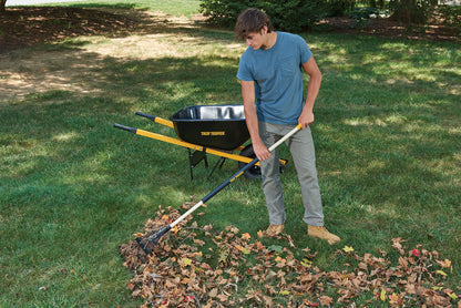 True Temper Steel Tine Leaf Rake with Hardwood/Steel Handle for Lawns, Gardening, and Dethatching, 22 Tines, Black