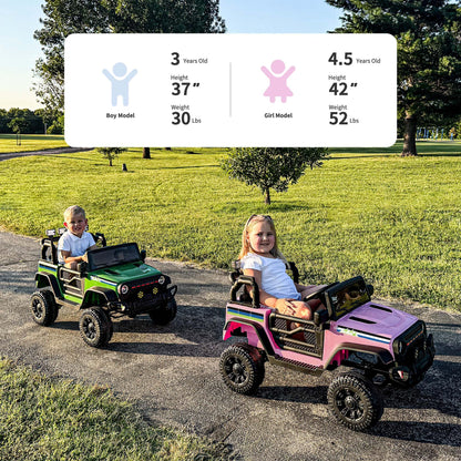 Hikiddo 24V Kids Ride on Car, Kids Electric Vehicles Car Ride on Toy Truck for Toddlers 3-5 w/Remote Control, 400W Motor - Light Pink