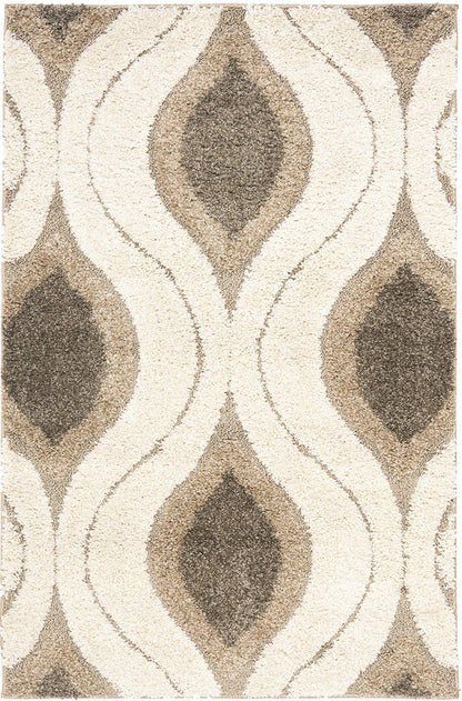 SAFAVIEH Florida Shag Collection Accent Rug - 3'3" x 5'3", Cream & Smoke, Modern Design, Non-Shedding & Easy Care, 1.2-inch Thick Ideal for High Traffic Areas in Foyer, Entryway, Bedroom (SG461-1179)