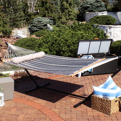Sunnydaze Quilted Outdoor Hammock with Spreader Bars - Heavy-Duty 450-Pound Capacity Double Hammock for Outside - Mountainside
