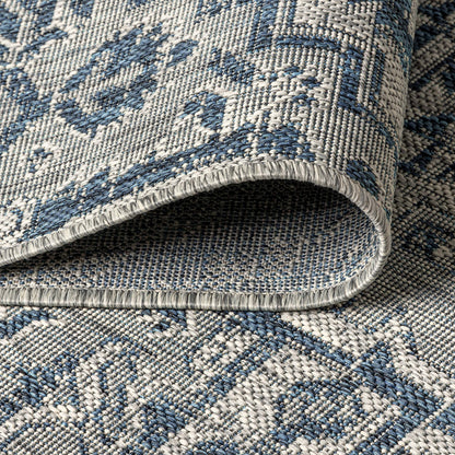 JONATHAN Y Boho Medallion Indoor Outdoor Area Rug 8X10 Navy/Gray, Estrella Textured Weave for Backyard, Patio, Porch, Easy-Cleaning, High Traffic, Pet-Friendly, Non-Shedding (SMB105B-8)