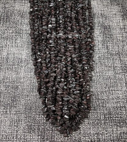 Hematite Pre Drilled Crystal Crushed Chips Beads for Bracelets Making, DIY Handmade Natural Healing Crystals (25 Inch Strand)
