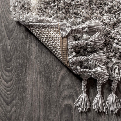 JONATHAN Y Mercer Shag Plush Tassel Gray/Ivory Indoor Area Rug, 3x5, Moroccan Geometric Trellis, Easy-Cleaning for Living Room, Bedroom, Kitchen, Pet Friendly, Non-Shedding (MCR101C-3)
