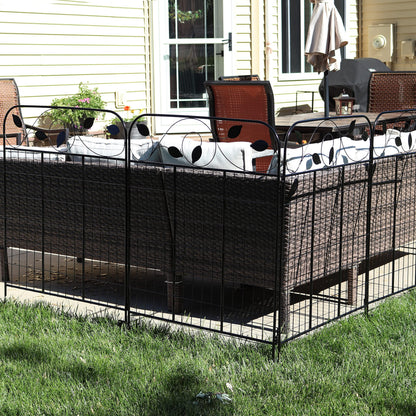 Sunnydaze Winding Vines 10-Foot 4-Piece Steel Decorative Garden Fence Panels - 30" W x 36" H Per Panel - Black
