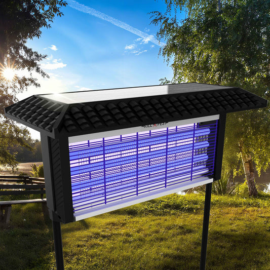 ZETAWALE Solar Bug Zapper Outdoor Mosquitos Zapper Solar Powered Bug Zapper Outdoor Camping Fly Control for 4000 sq.ft Waterproof Fly Killer Solar Mosquito Zapper for Garden Lawn and Back Yard