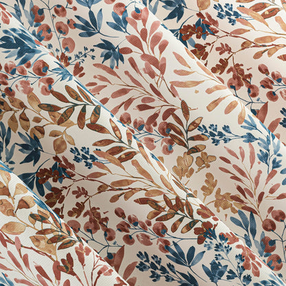 No. 918 Amelie Botanical Print Energy Saving Grommet Curtain Panel, 48" x 84", Indigo Blue
